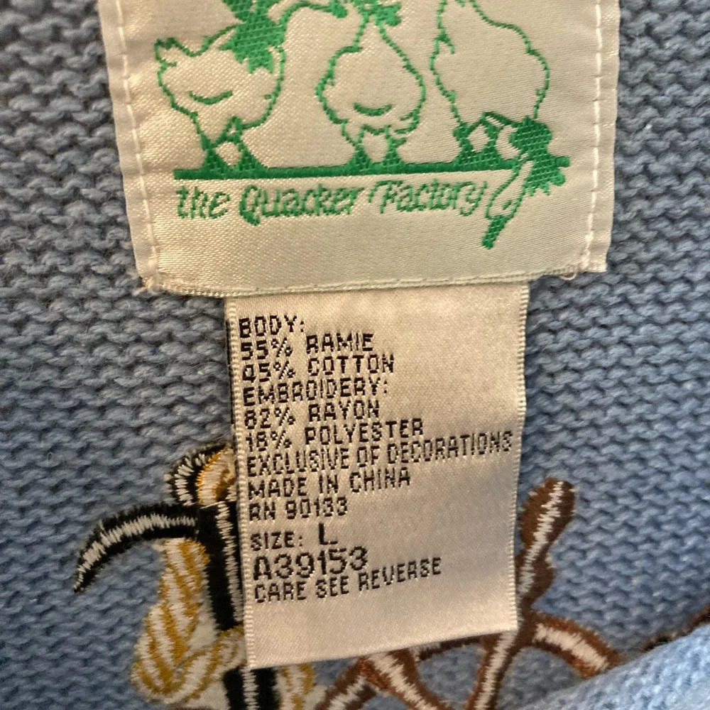 Nautical embroidered Quaker factory large sweater